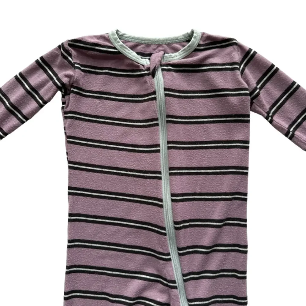 Kickee Pants Footie Sleeper In Elderberry Kenya Stripe